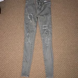 Army green skinny jeans